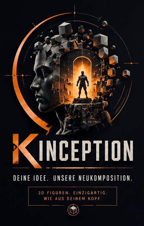 KInception &mdash; Deine Idee. Unsere Neukomposition. &middot; 3D Figuren wie aus deinem Kopf.