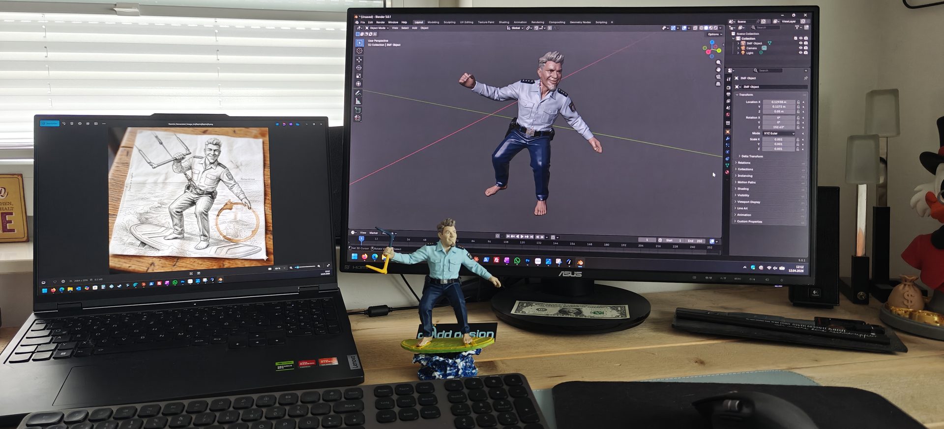 Das dädd Studio – Blender, Skizze und fertige Figur