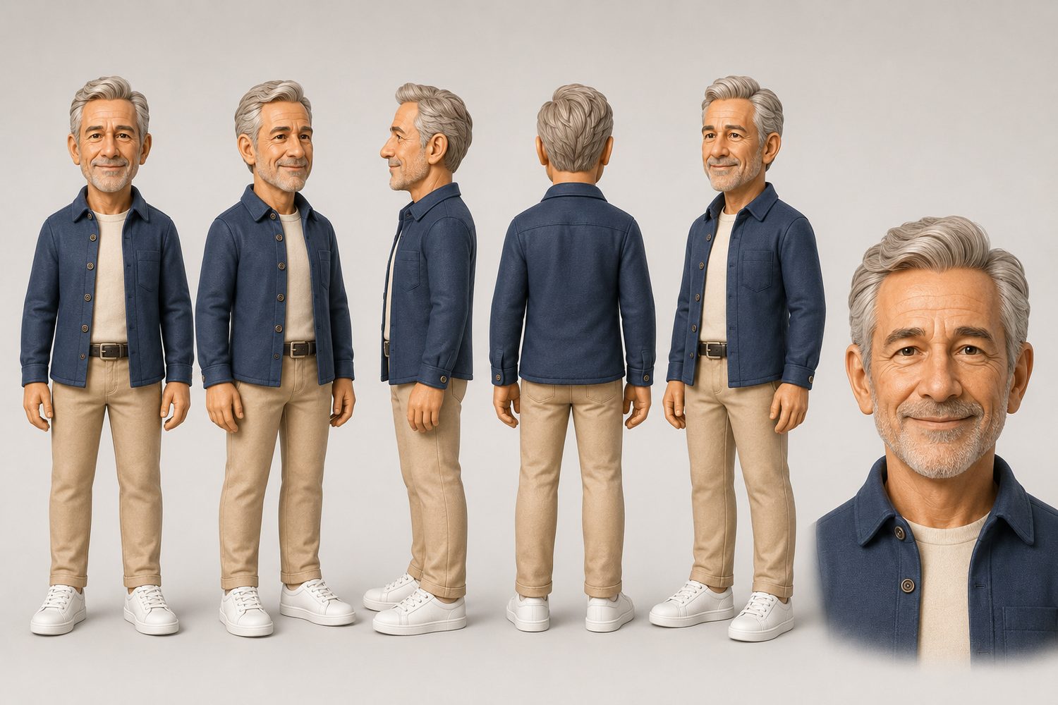 Turnaround-Rendering der Figur
