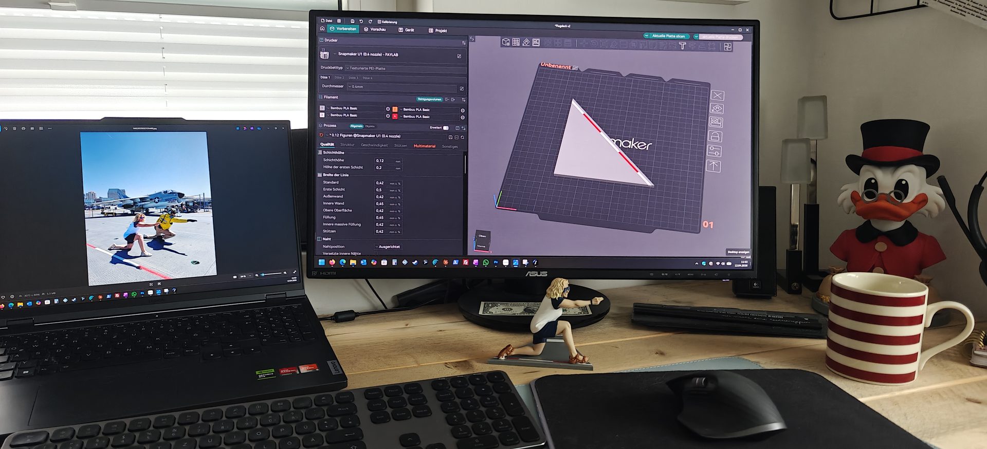 Snapmaker Slicer – das Flugdeck-Element wird vorbereitet