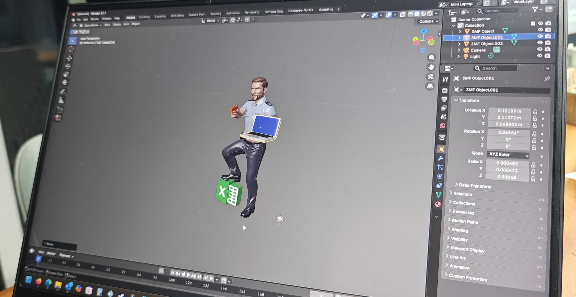 Blender – 3D-Modell des Zeitdieb-Jägers